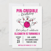 Bowling verjaardagsuitnodiging voor meisjes kaart (Voorkant)