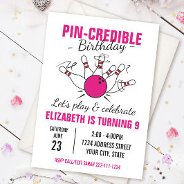 Bowling verjaardagsuitnodiging voor meisjes kaart