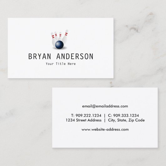 Bowling Visitekaartje (Voorkant / Achterkant)