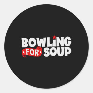 Bowling voor soep ronde sticker