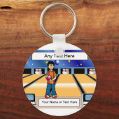 Bowling - Vrouw Cartoon door PrintedPerfection.com Sleutelhanger (Voorkant)