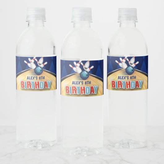 Bowling Water flesje label - Jongen Waterfles Etiket (Flessen)