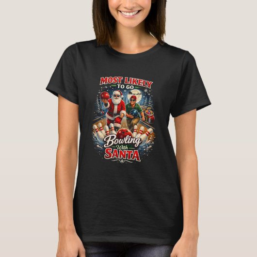 Bowling with Santa T-shirt (Voorkant)