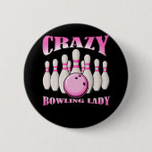 Bowling Woman Vrouw Cute Bowler Lady Ronde Button 5,7 Cm (Voorkant)
