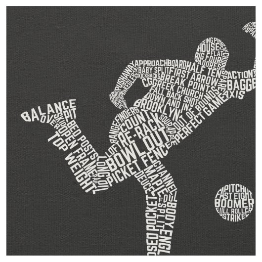 Bowling Word Art, Bowler Wordle Stof (Close Up)