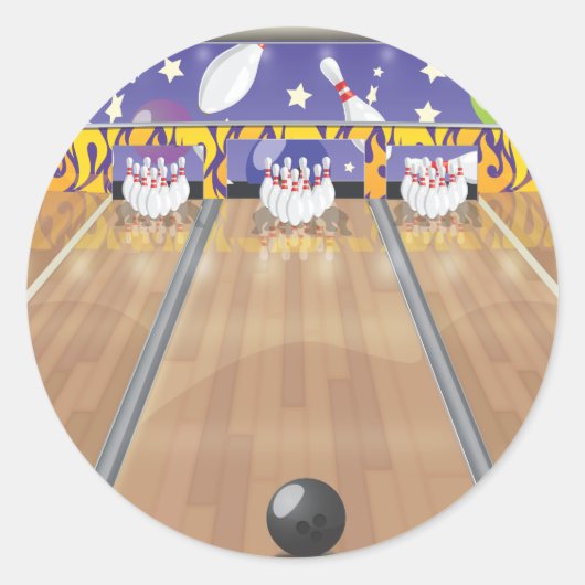 Bowlingbaan Ronde Sticker (Voorkant)