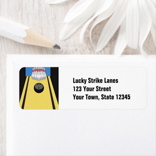 Bowlingbaan, spelden, bal etiket (Insitu)