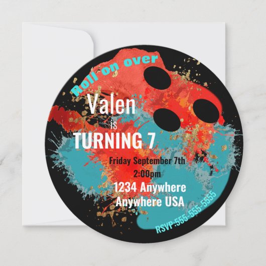 BOWLINGBAL, bowling, jongens verjaardagsfeestje Kaart (Voorkant)