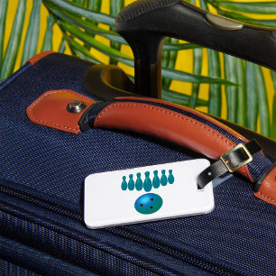 Bowlingbal en Pins Plezierige Sporten Bagagelabel