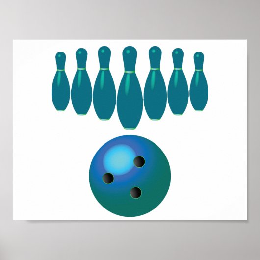 Bowlingbal en Pins Pret Sporten Poster (Voorkant)
