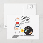 bowlingbal en speld wil me op mijn rug briefkaart (Voorkant / Achterkant)