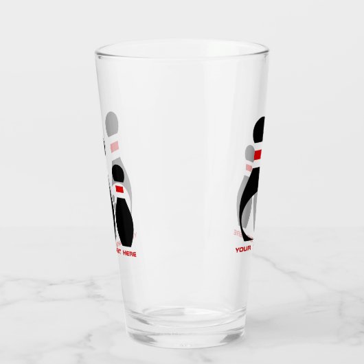 Bowlingbal en spelden rood en zwart glas (Links)