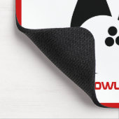 Bowlingbal en spelden rood en zwart muismat (Hoek)