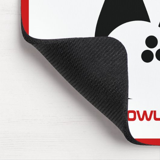 Bowlingbal en spelden rood en zwart muismat (Hoek)