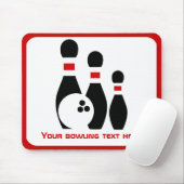 Bowlingbal en spelden rood en zwart muismat (Met muis)
