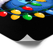 Bowlingbal Kerstman Hoed Kerst Bowling Bal Licht Poster (Hoek)