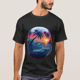 Bowlingbal met de golf van Amerika T-shirt