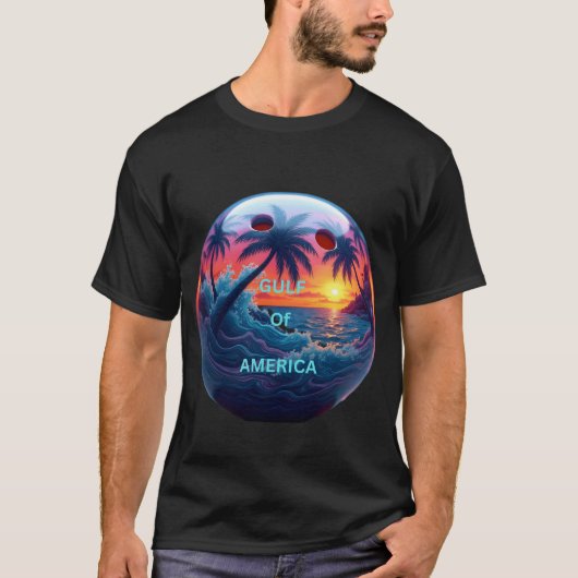 Bowlingbal met de golf van Amerika T-shirt (Voorkant)