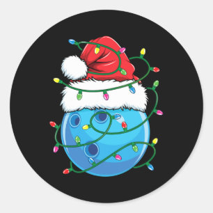 Bowlingbal met Santa Hat Mannen Boys Christmas XMA Ronde Sticker