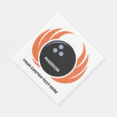 Bowlingbal met vlam en aangepaste naam en tekst servet (Hoek)