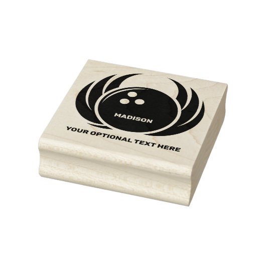 Bowlingbal met vlam en eigen naam rubberstempel (Stempel)