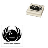 Bowlingbal met vlam en eigen naam rubberstempel (Gestempeld)