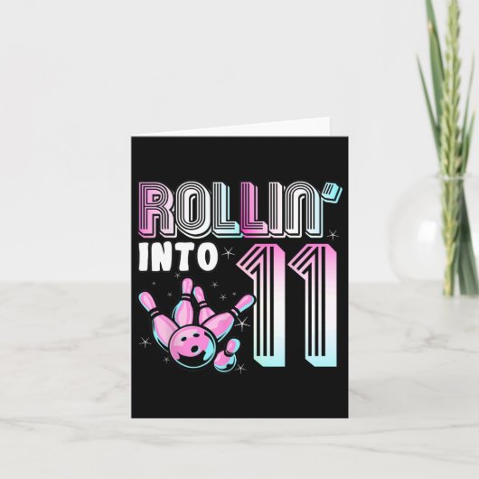 Bowlingbal Rol naar 11 Bowling 11e Verjaardag Kind Kaart (Voorkant)
