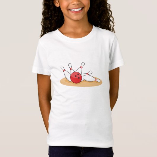 Bowlingbal slaat kegels om t-shirt (Voorkant)