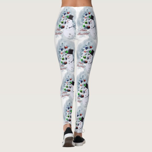 Bowlingbal-sneeuwman Kerstbeenwarmers Leggings (Achterkant)