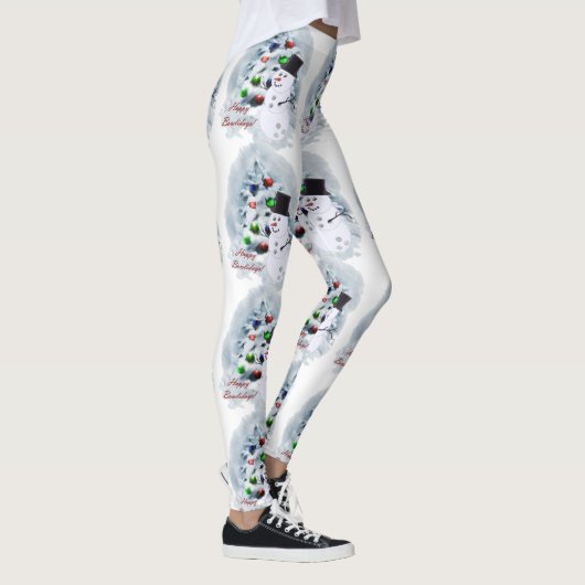 Bowlingbal-sneeuwman Kerstbeenwarmers Leggings (Rechts)