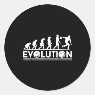 bowlingevolutie grappige bowler biologiesport ronde sticker