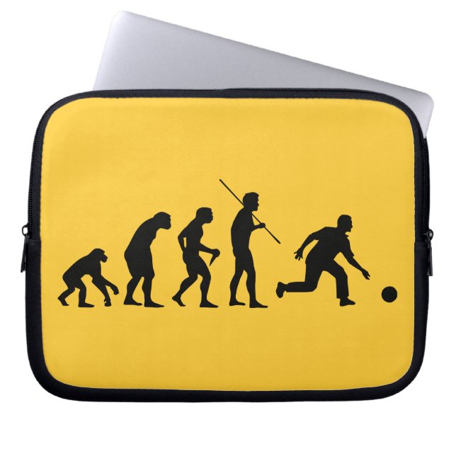 bowlingevolutie van man naar bowler laptop sleeve (Voorkant)