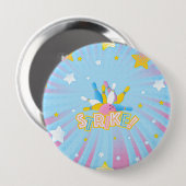Bowlingfeestje ronde button 4,0 cm (Voorkant /achterkant)