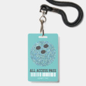 Bowlingfeestje, VIP-pas, uitnodiging, meisje bowlt Badge (Voorzijde met lanyard)