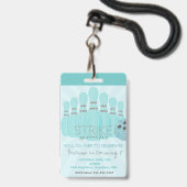 Bowlingfeestje, VIP-pas, uitnodiging, meisje bowlt Badge (Achterkant met lanyard)
