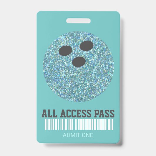 Bowlingfeestje, VIP-pas, uitnodiging, meisje bowlt Badge (Voorzijde)