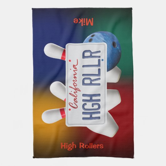 Bowlinghanddoeken met aangepaste teamnaam theedoek (Verticaal)