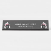 Bowlingkegels en -ballen bureau naambordje (Voorkant)