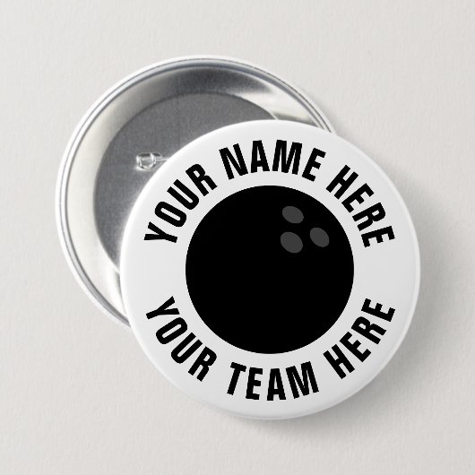 Bowlingknoppen met aangepaste teamnamen ronde button 7,6 cm (Voorkant /achterkant)