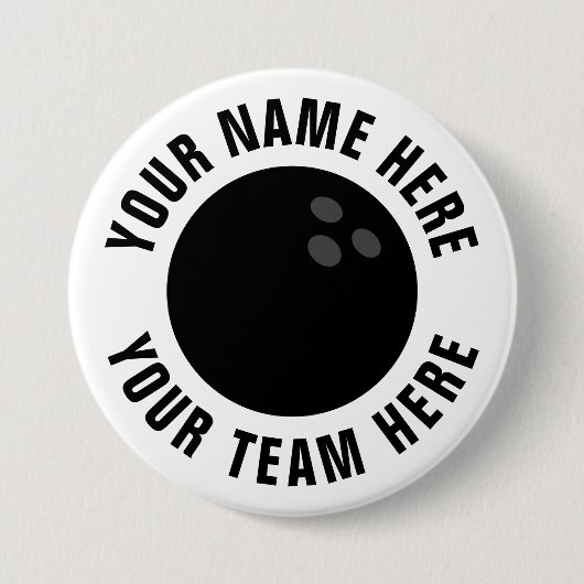 Bowlingknoppen met aangepaste teamnamen ronde button 7,6 cm (Voorkant)