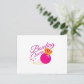 bowlingkoningin grappige cadeautjes, meisjes bowle aankondigingskaart (Staand voorkant)