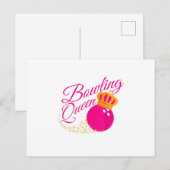 bowlingkoningin grappige cadeautjes, meisjes bowle uitnodiging briefkaart (Voorkant / Achterkant)