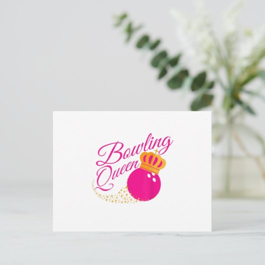 bowlingkoningin grappige cadeautjes, meisjes bowle uitnodiging briefkaart (Staand voorkant)