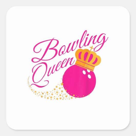 bowlingkoningin grappige cadeautjes, meisjes bowle vierkante sticker (Voorkant)