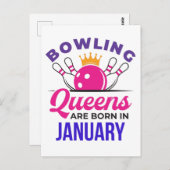 Bowlingkoninginnen worden in januari geboren briefkaart (Voorkant / Achterkant)