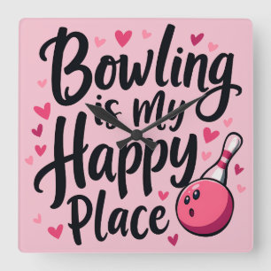 Bowlingliefhebber Schattig Retro Esthetisch Sporto Vierkante Klok