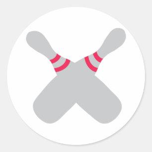 bowlingpennen gekruist ronde sticker