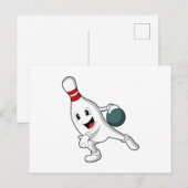 Bowlingpin bij Bowling met Bowlingbal Briefkaart (Voorkant / Achterkant)