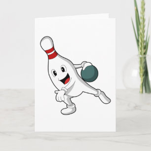 Bowlingpin bij Bowling met Bowlingbal Kaart