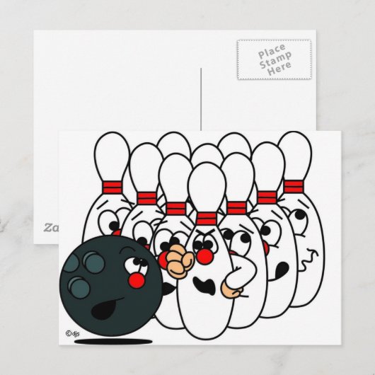 Bowlingpinnen Briefkaart (Voorkant / Achterkant)